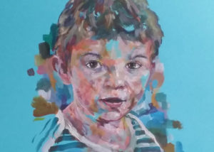Portrait enfant peinture réalisé par l'artiste Enkage