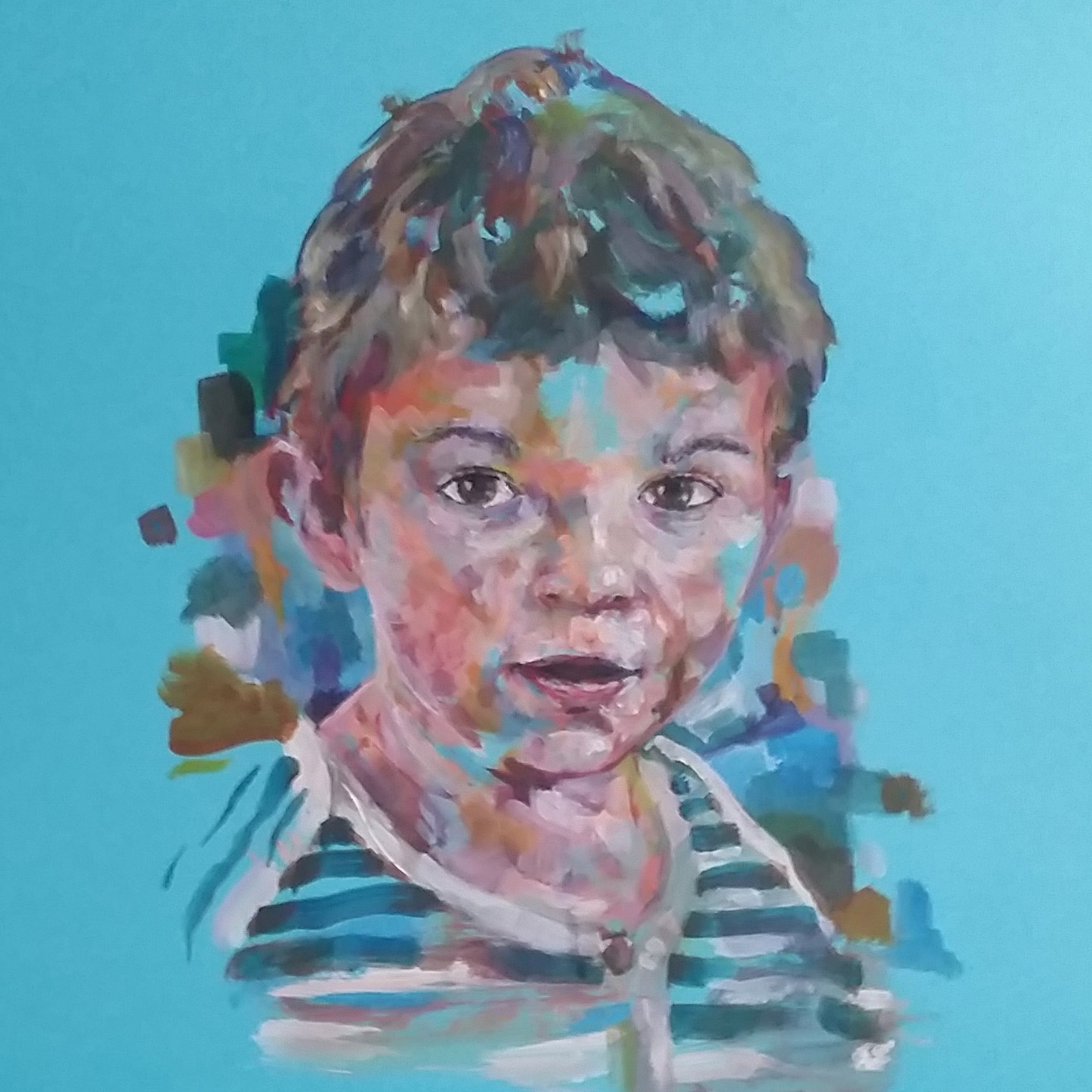 Portrait enfant peinture réalisé par l'artiste Enkage