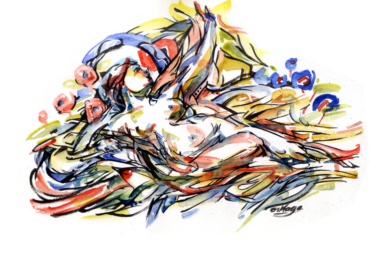 Peinture Vénus urbaine et moderne à l'aquarelle - "Nombre un" par Enkage