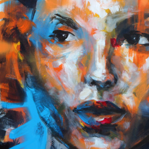 Peinture contemporaine: "Une femme, histoire de nous" Détail - Par Enkage