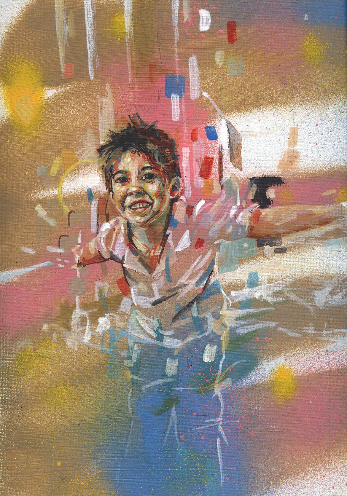 Portrait peinture enfant par l'artiste peintre Enkage