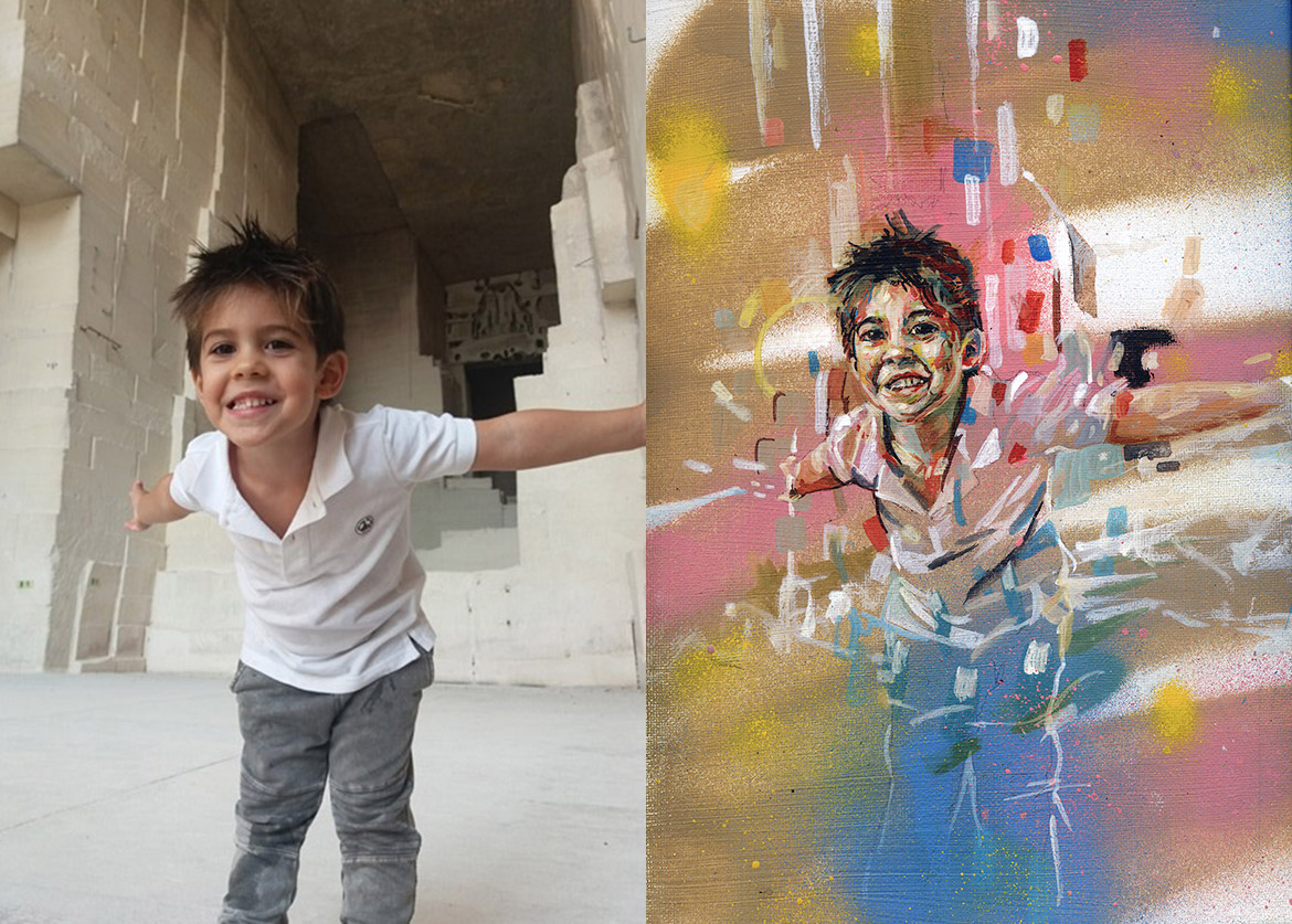 Portrait peinture enfant sur commande en France par Enkage