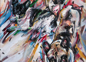 Peinture chien: commande de portrait d'animaux réalisée par l'artiste Enkage