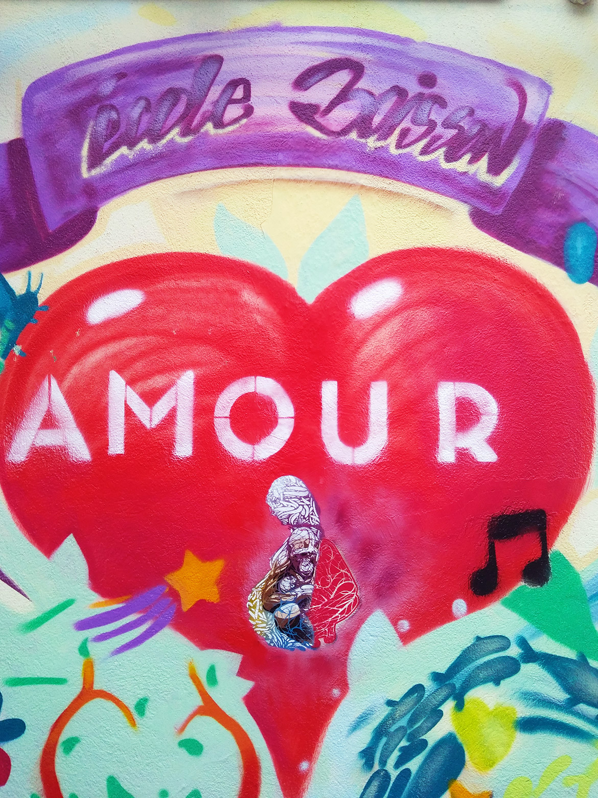 Fresque graffiti sur le thème de l'amour MP 2018 par Enkage