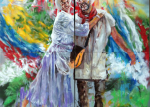 Portrait couple cadeau en peinture par l'artiste Enkage