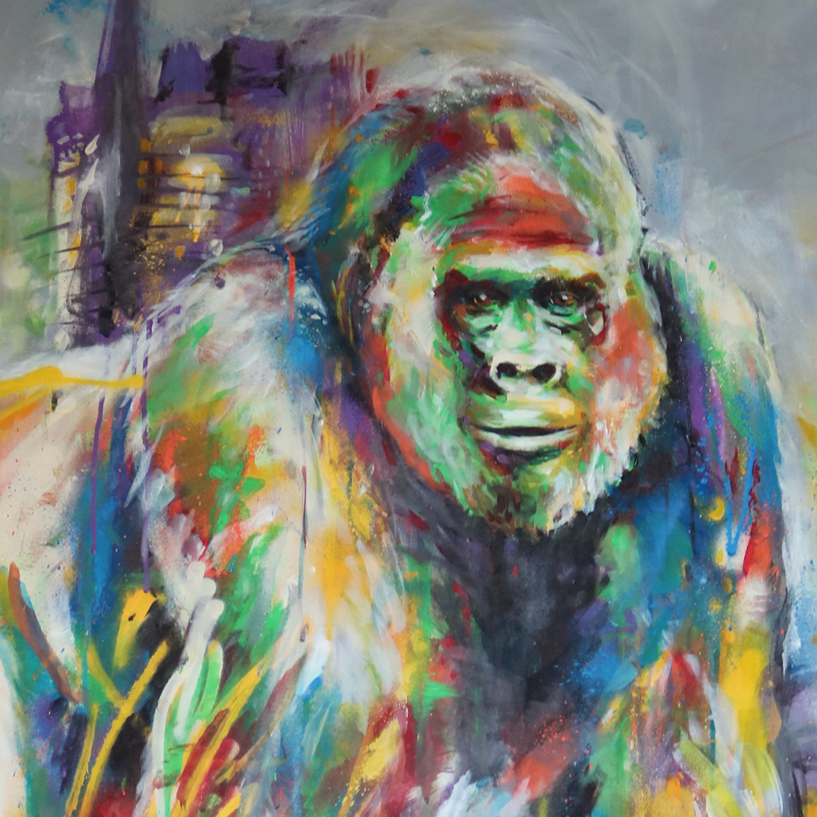 Peinture street art gorille par Enkage