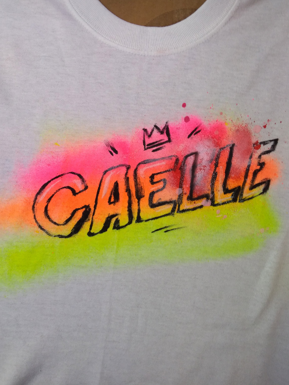 Customisation de tee shirts prénom Gaëlle graffiti pour une bar mitzvah