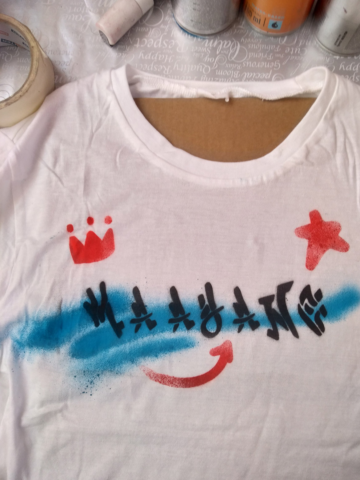 Customisation de tee shirts prénom Maayane graffiti pour une bar mitzvah