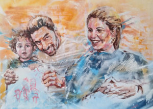 Peinture: commande d'une famille réalisée en peinture acrylique et aérosol - portrait par Enkage
