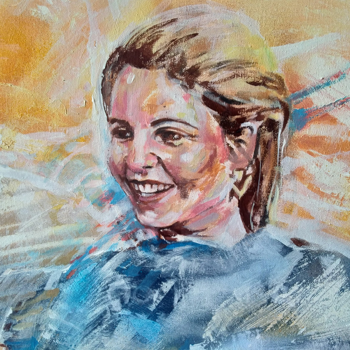 Commande peinture acrylique sur toile femme par l'artiste Enkage