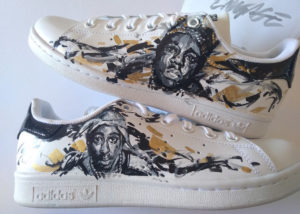 Peinture custom sneakers par l'artiste Enkage : 2pac notorious BIG