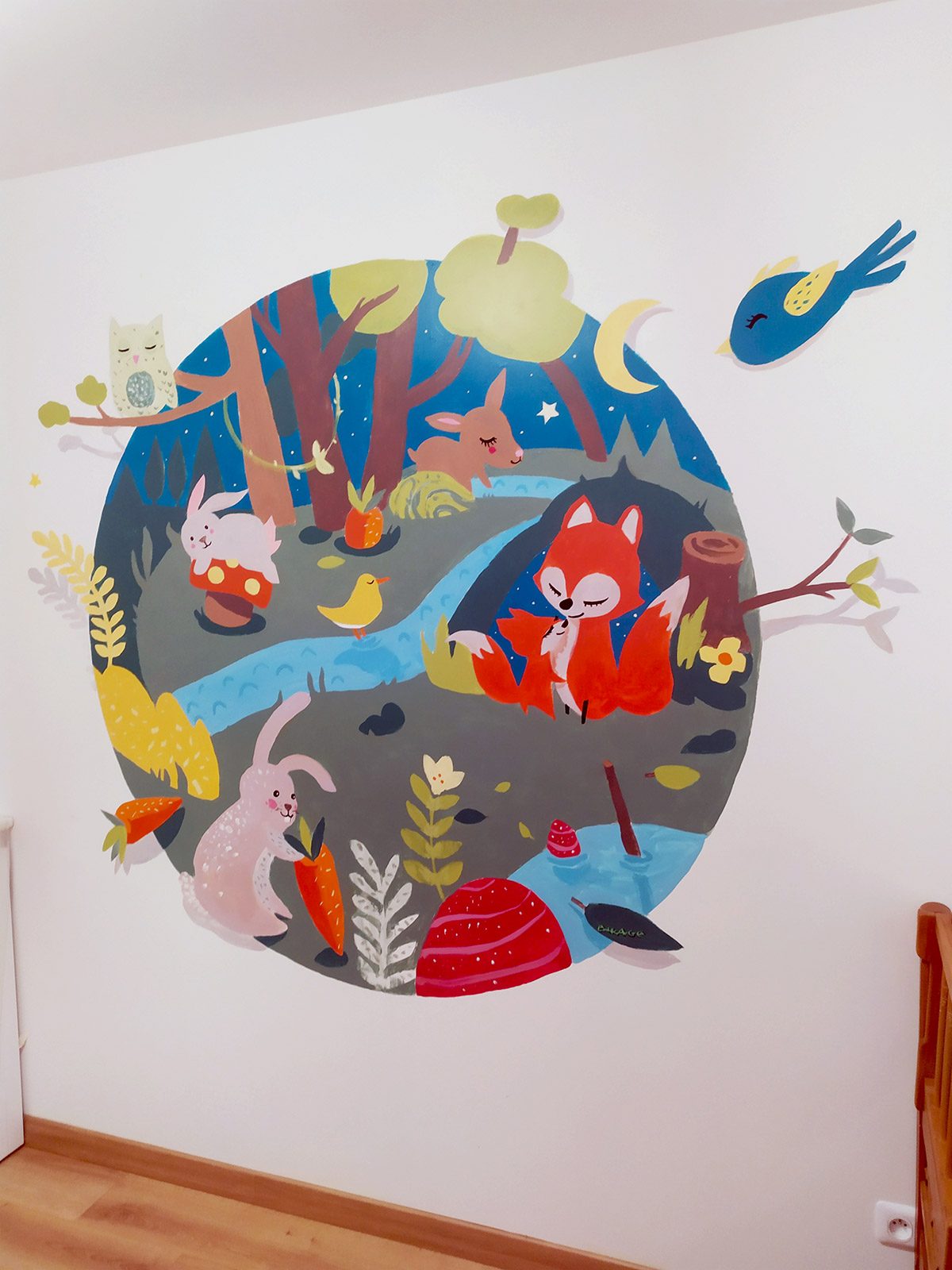 Décoration peinture chambre d'enfant animaux sur commande 