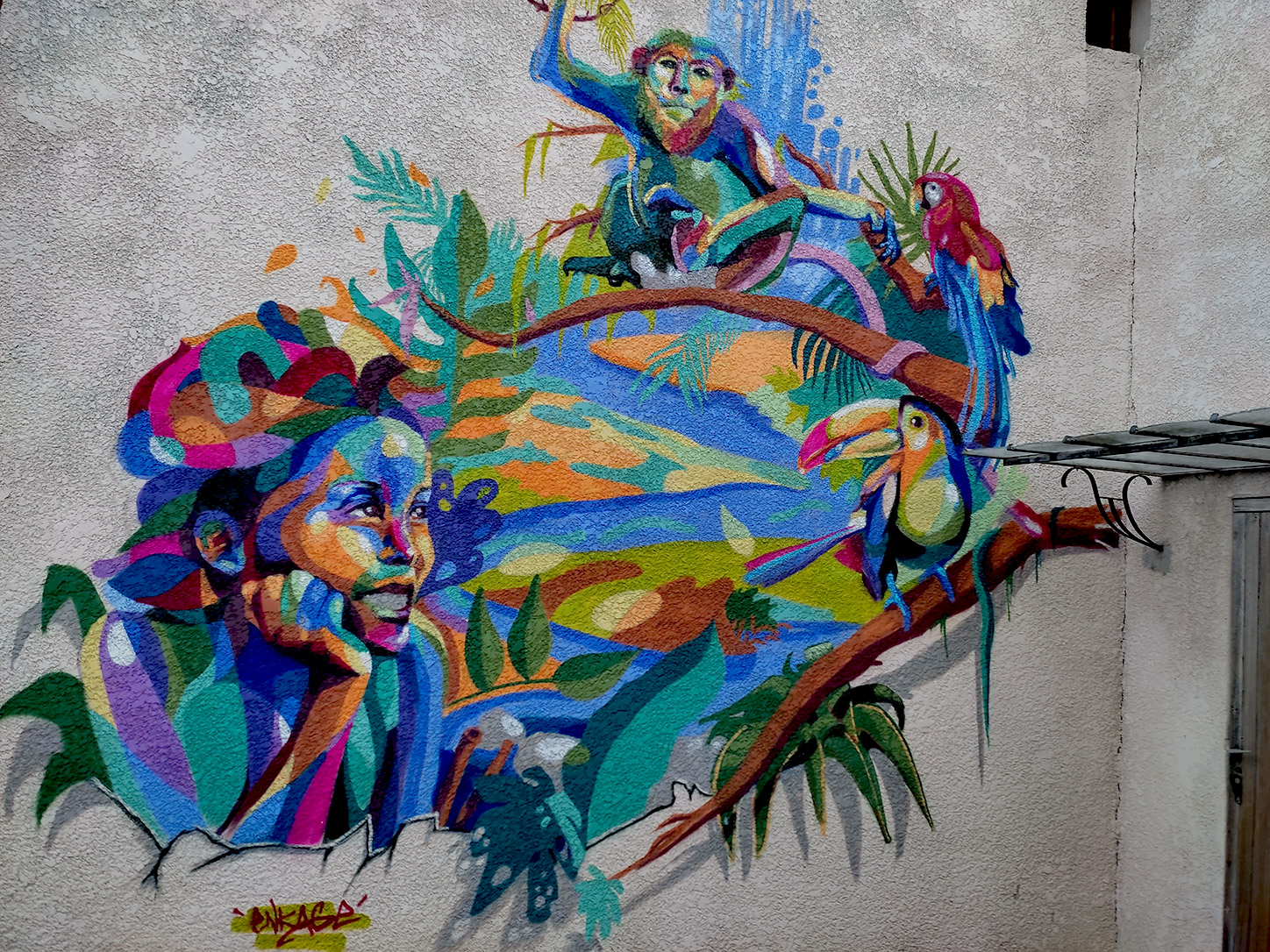 Fresque street art France en extérieur - Peinture près d'Aix en Provence par Enkage