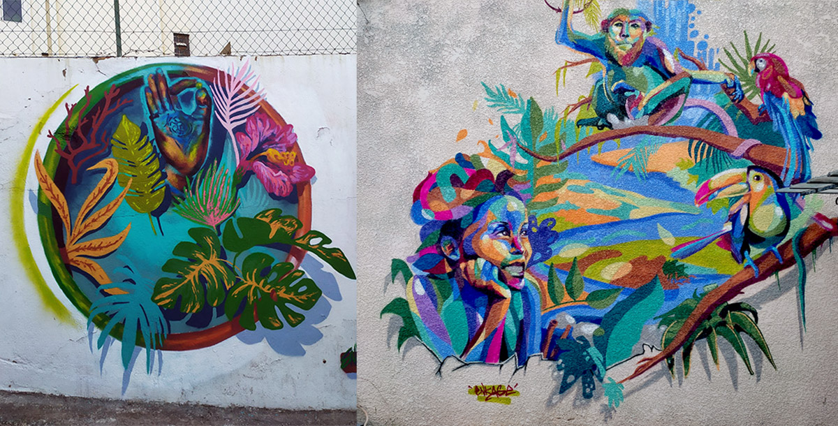 Peinture décorative street art ville France et Sri Lanka par Enkage