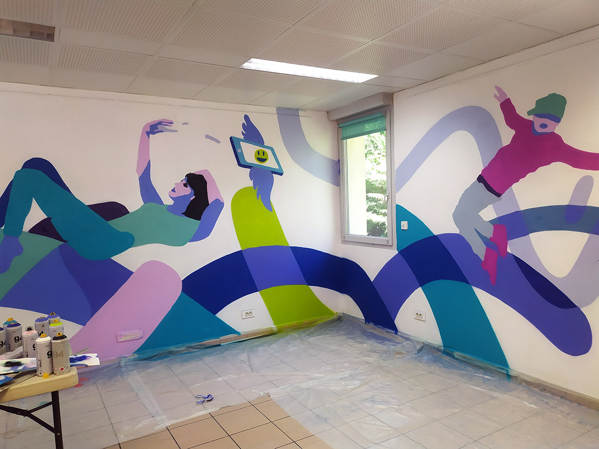 Activité Graffiti enfants - Fresque street art dans un centre social à Aix en Provence