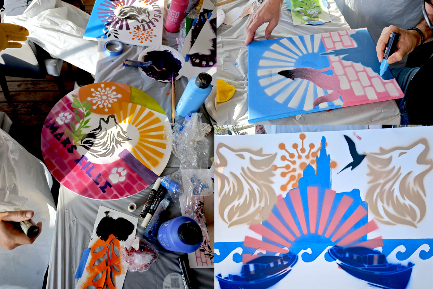 team-building-creatif-artiste-enkage-viseon-marseille-011-01 Fresque murale urbaine, graffiti mer et poisson par l'artiste Enkage